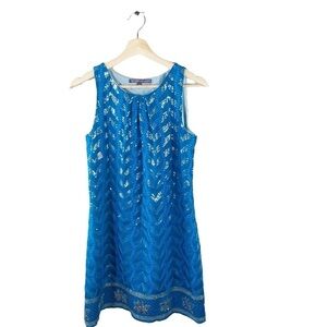 Hale Bob Blue Sequin Silk Dress